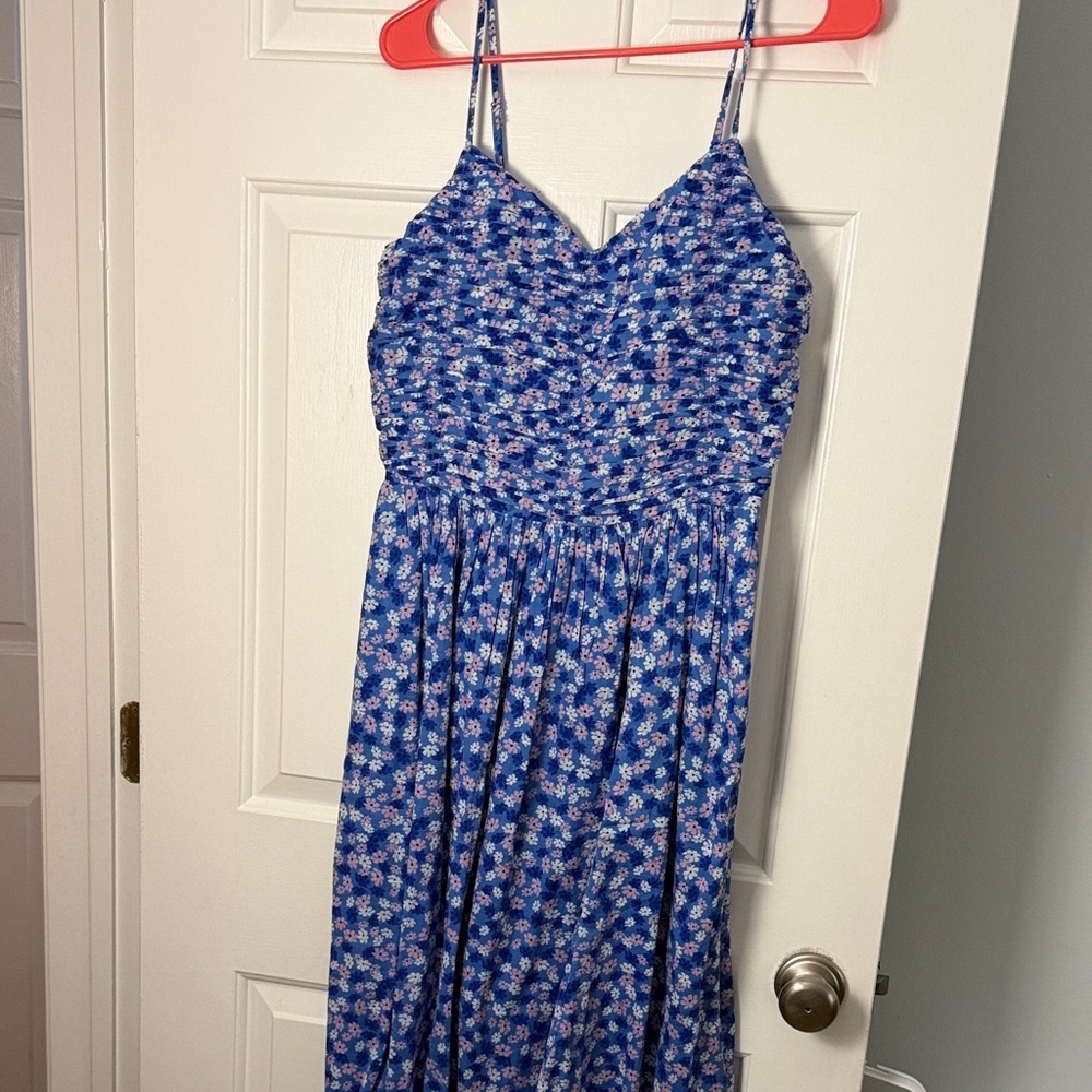 Floral Blue Spaghetti Strap Dress